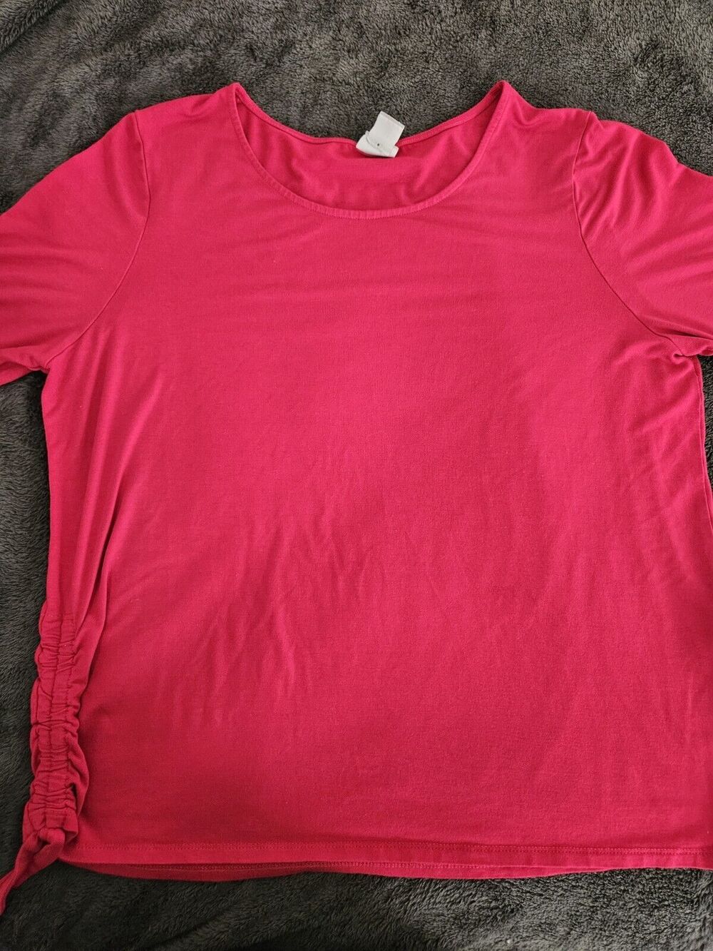 Chico's Red Side Ruched Short Sleeve Top Size 3 (XL) Blouse